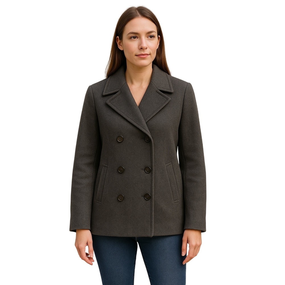 Vintage GAP Wool Peacoat‎ Women's Large Gray 90s Classic Minimalist Quiet Luxury